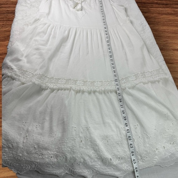 Johnny Was Jade Dress Midi White Embroidered Eyelet Boho Tiered Lined SZ L Cotta - Picture 13 of 15
